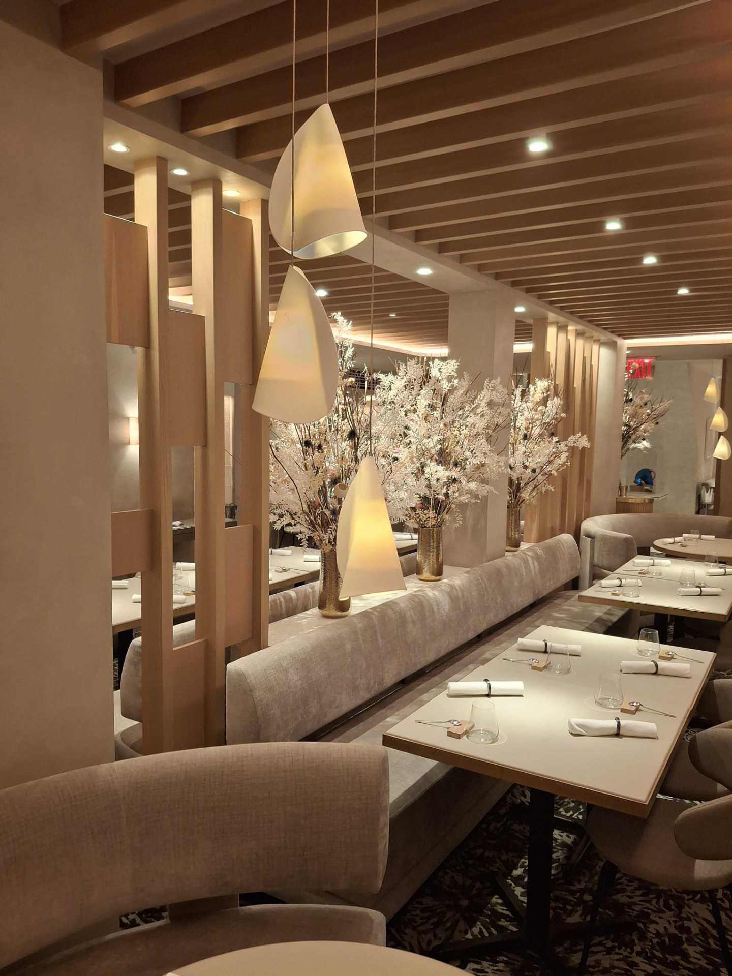 Restaurant dining room with sanitized tables, chairs and freshly cleaned floors by Ledian's Cleaning Services