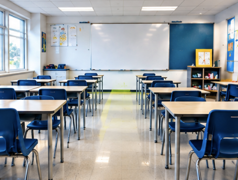 School classroom and hallway sanitized by Ledian's Cleaning Services