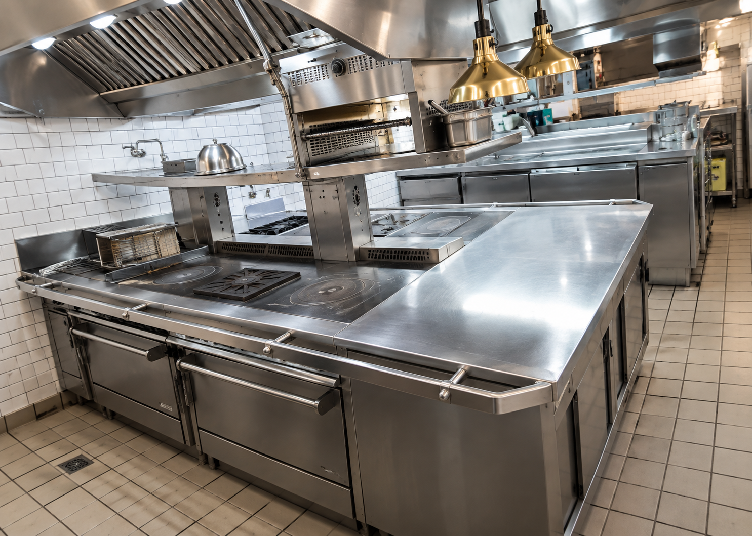 Restaurant kitchen and dining area cleaned to inspection standards by Ledian's Cleaning Services